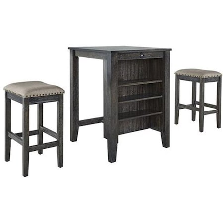 Progressive Furniture Progressive Furniture D860-95G Bar & Game Room Table & 2 Stools; Weathered Pepper - Pack of 3 D860-95G
